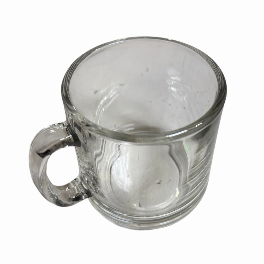 Vintage Clear Glass Coffee Mug Glass Coffee‎ Cups 3.5" Tall